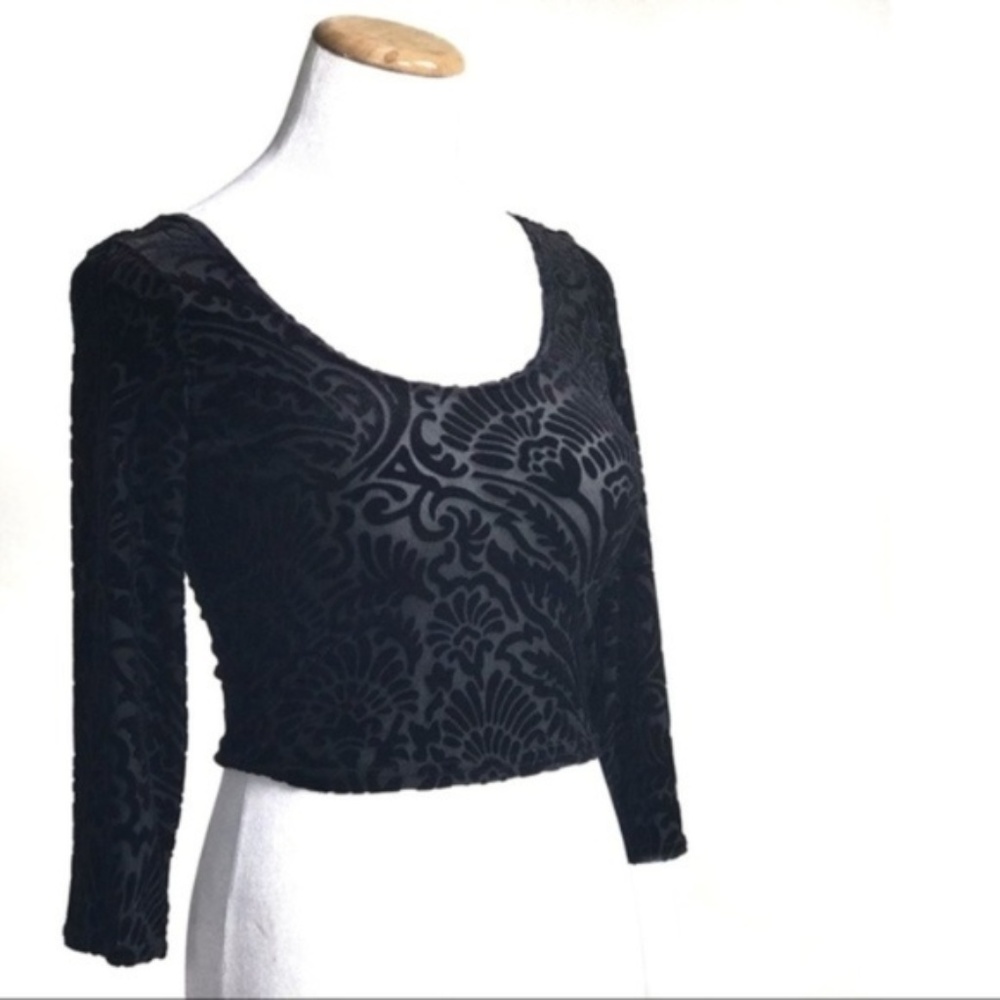 BlackMilk Black Velvet burnout Crop Top